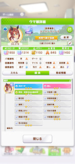 [新衣装スーパークリークのステータス(継承)]