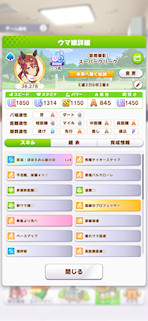[新衣装スーパークリークのステータス(スキル)]